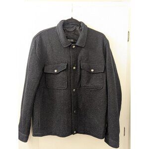 Only & Sons Mens Dark Gray Button-Up Overshirt Jacket With Snap Pockets - Size M